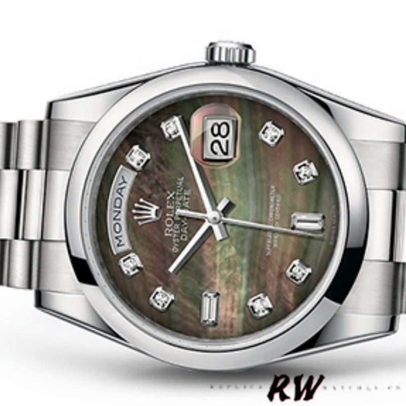 Rolex Day Date 118206 Mother of Pearl Black Dial 36mm Unisex Replica Watch - QualitySwissReplica