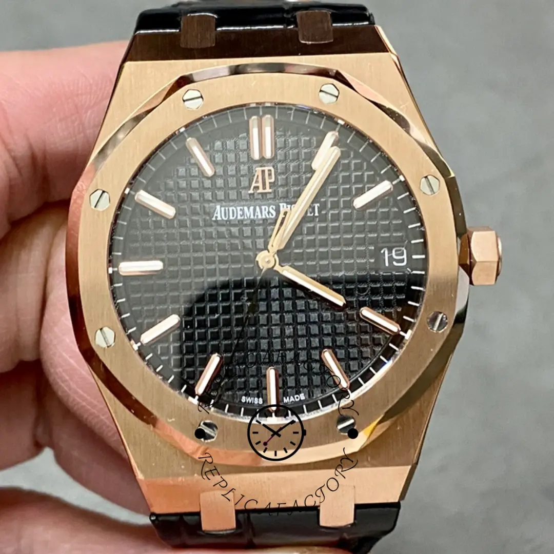 AP Royal Oak 41 Black Alligator Strap Replica 15500OR.OO.D002CR.01 Automatic - QualitySwissReplica