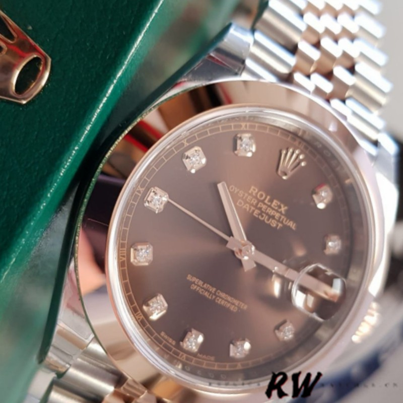 Rolex Datejust 126301 Rose Gold Chocolate Brown Diamonds Dial 41MM Mens Replica Watch - QualitySwissReplica
