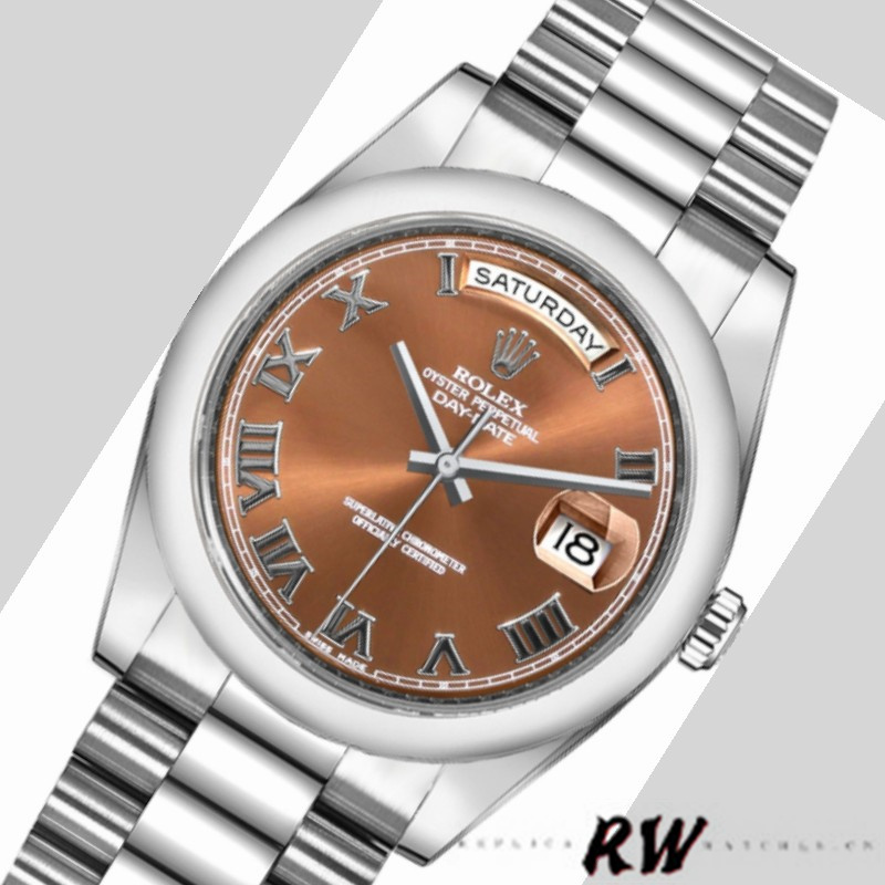 Rolex Day-Date 118209 Copper Brown Dial 36mm Unisex Replica Watch - QualitySwissReplica