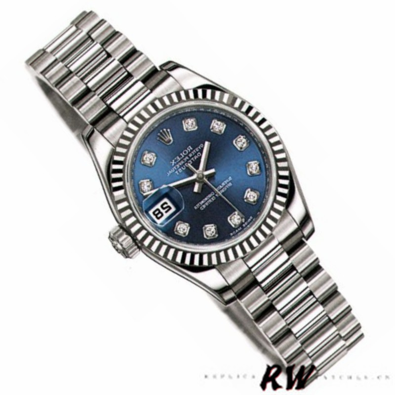 Rolex Datejust 179179 Blue Diamond Dial Fluted Bezel 26MM Lady Replica Watch - QualitySwissReplica