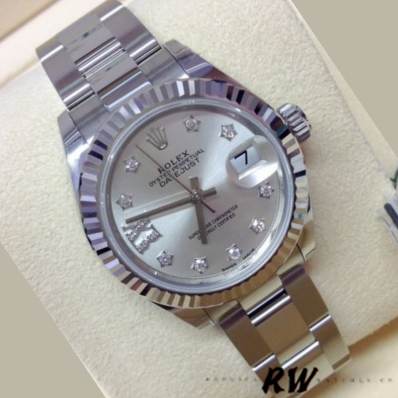 Rolex Datejust 279174 Stainless Steel Silver Diamond Dial 28mm Lady Replica Watch - QualitySwissReplica