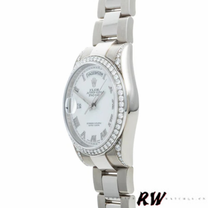 Rolex Day-Date 118389 White Roman Numeral Dial 36MM Unisex Replica Watch - QualitySwissReplica