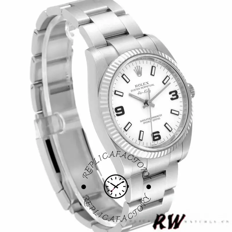 Rolex Oyster Perpetual Air-King 114234 White Arabic Dial 34mm Unisex Replica Watch - QualitySwissReplica