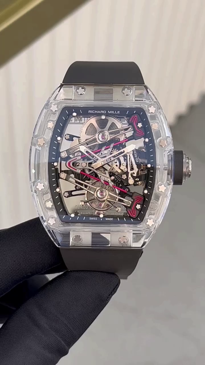 Richard Mille RM38-02 Tourbillon Movement Edition Crystal Black Rubber Strap - QualitySwissReplica