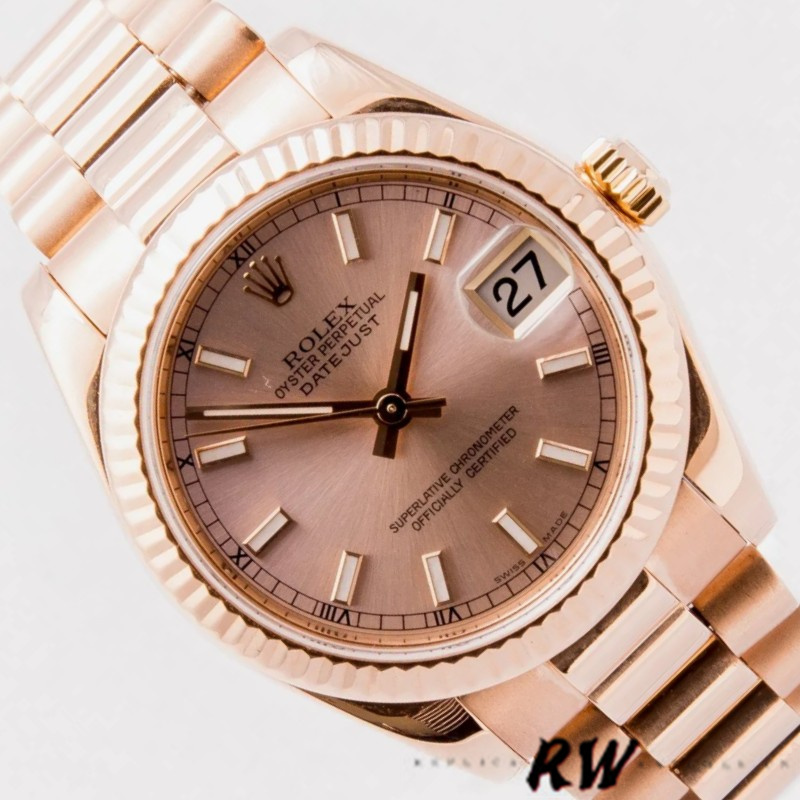 Rolex Datejust 178275 Rose Gold Pink Index Dial 31mm Lady Replica Watch - QualitySwissReplica