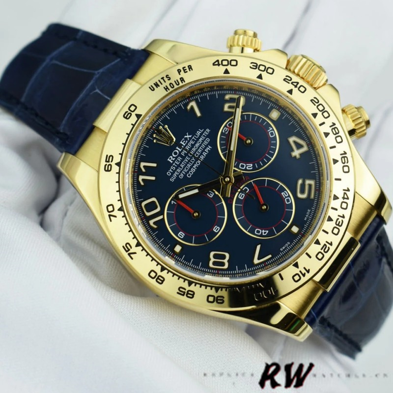 Rolex Cosmograph Daytona 116518 Leather strap Blue Dial 40mm Mens Replica Watch - QualitySwissReplica