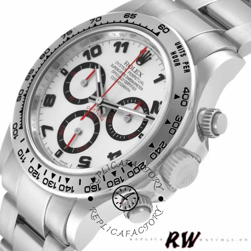 Rolex Cosmograph Daytona 116509 Silver Arabic Dial White Gold 40MM Mens Replica Watch - QualitySwissReplica