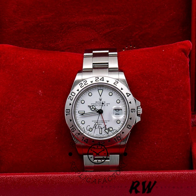 Rolex Explorer II 16570 Stainless Steel White Dial 40MM Mens Replica Watch - QualitySwissReplica