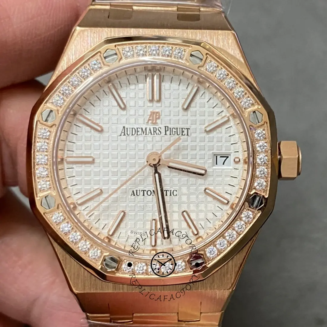 AP Replica Royal Oak 37 Rose Gold 15451OR.ZZ.1256OR.01 Diamond-Set - QualitySwissReplica