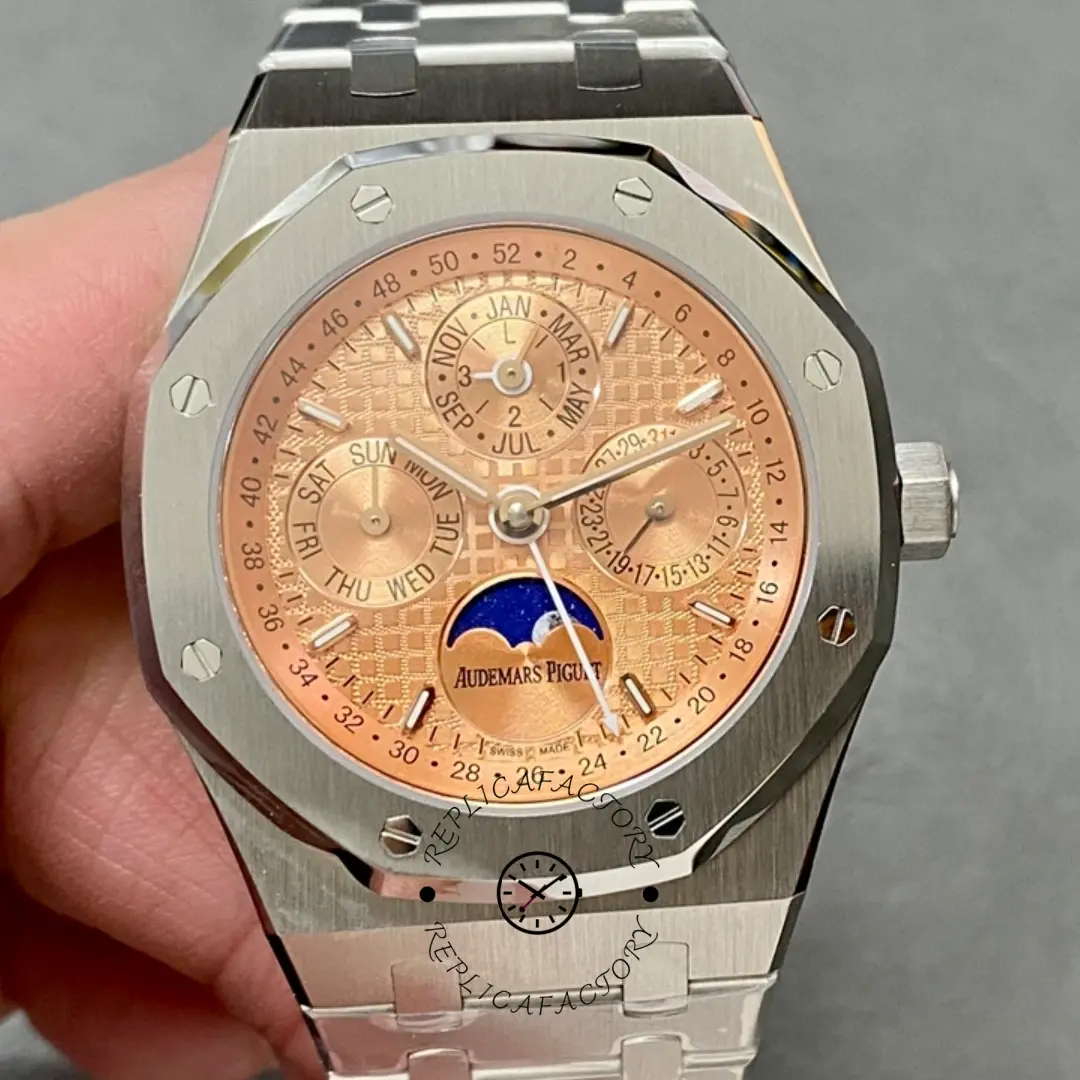 AP 26615TI.OO.1220TI.01 Perpetual Calendar Replica Watches Salmon Dial 41mm - QualitySwissReplica