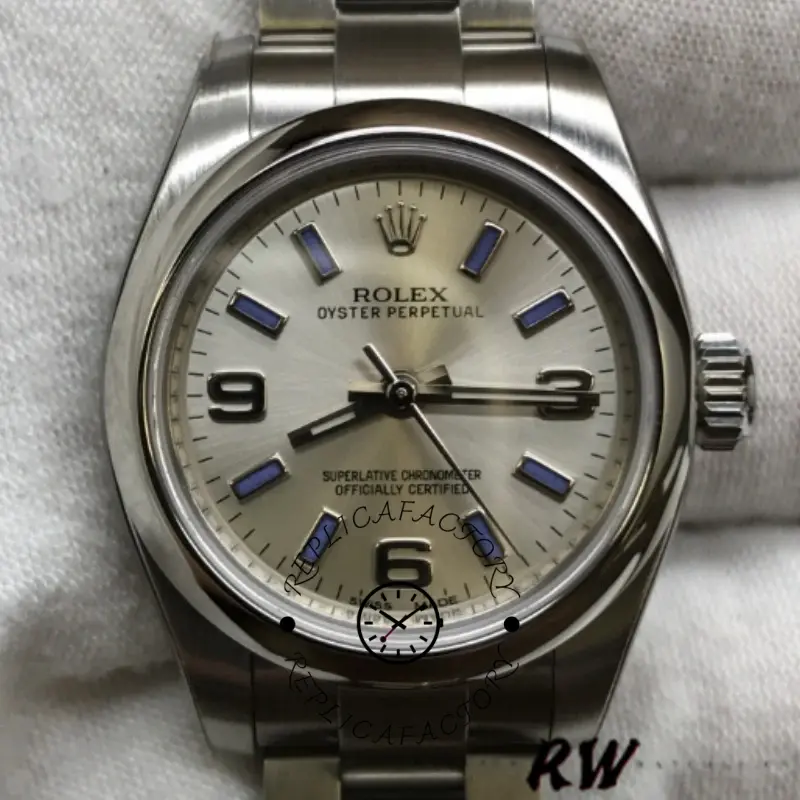 Rolex Oyster Perpetual 176200 Stainless Steel Silver Dial 26MM Lady Replica Watch - QualitySwissReplica
