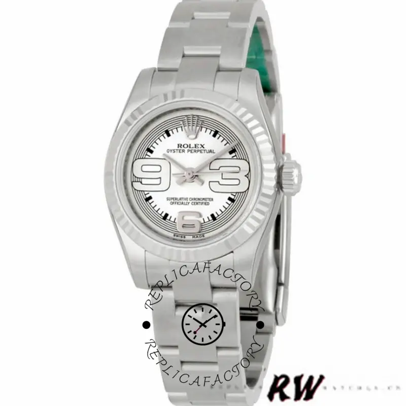 Rolex Oyster Perpetual 176234 Silver Maxi Arabic Dial 26mm Lady Replica Watch - QualitySwissReplica