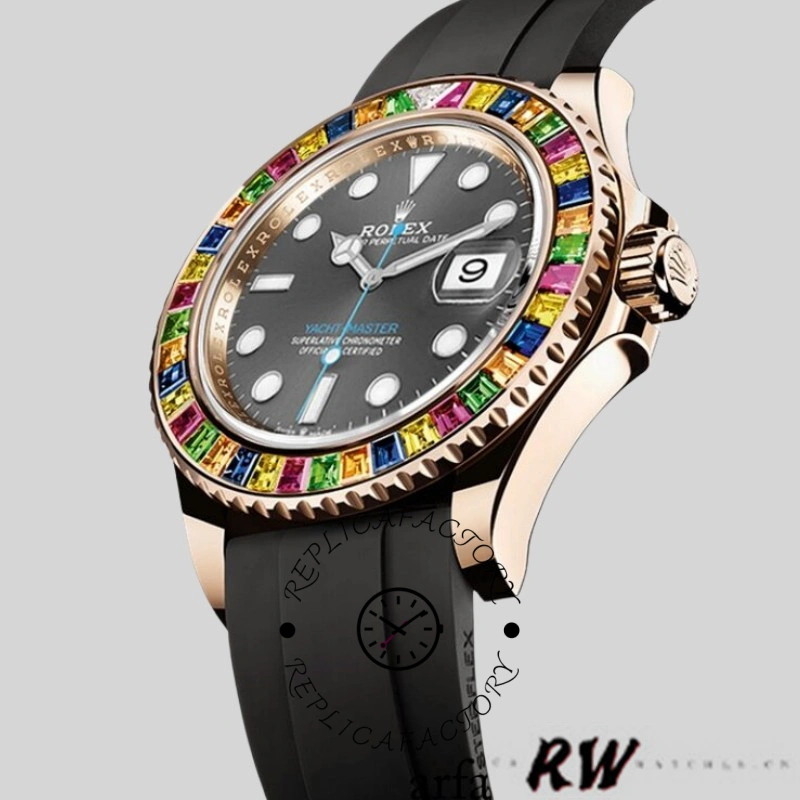 Rolex Yacht-Master 116695 Black Rubber Strap Grey Dial 40MM Mens Replica Watch - QualitySwissReplica