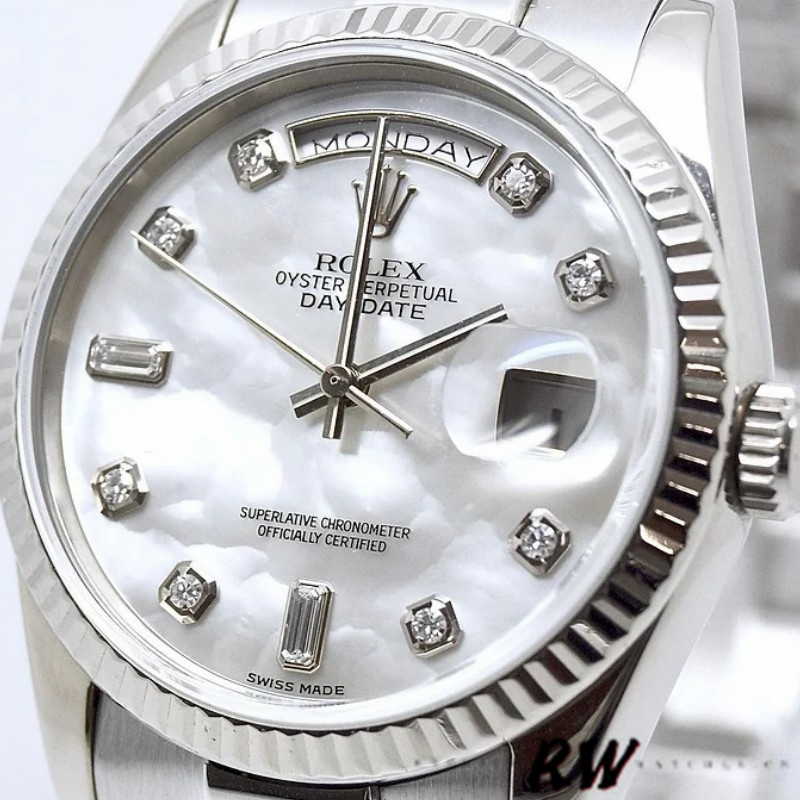Rolex Day-Date 118239 MOP Diamond Dial 36mm Unisex Replica Watch - QualitySwissReplica