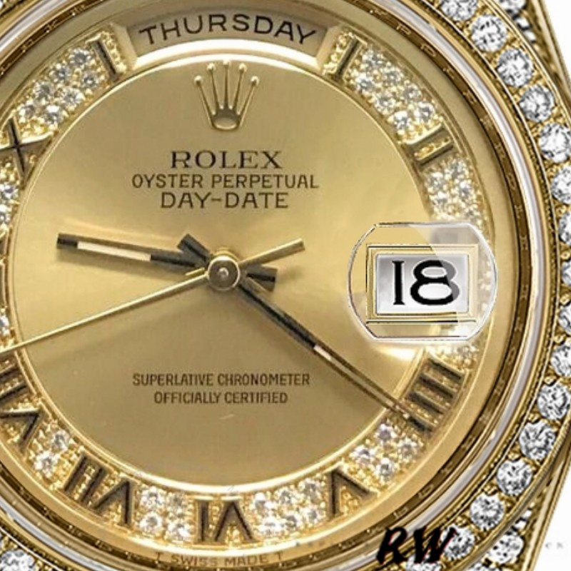 Rolex Day-Date 118388 Champagne Diamond Dial Yellow Gold 36MM Unisex Replica Watch - QualitySwissReplica