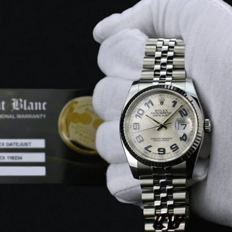 Rolex Datejust 116234 Silver Dial Blue Arabic Numeral Hour Markers 36mm Unisex Replica Watch - QualitySwissReplica