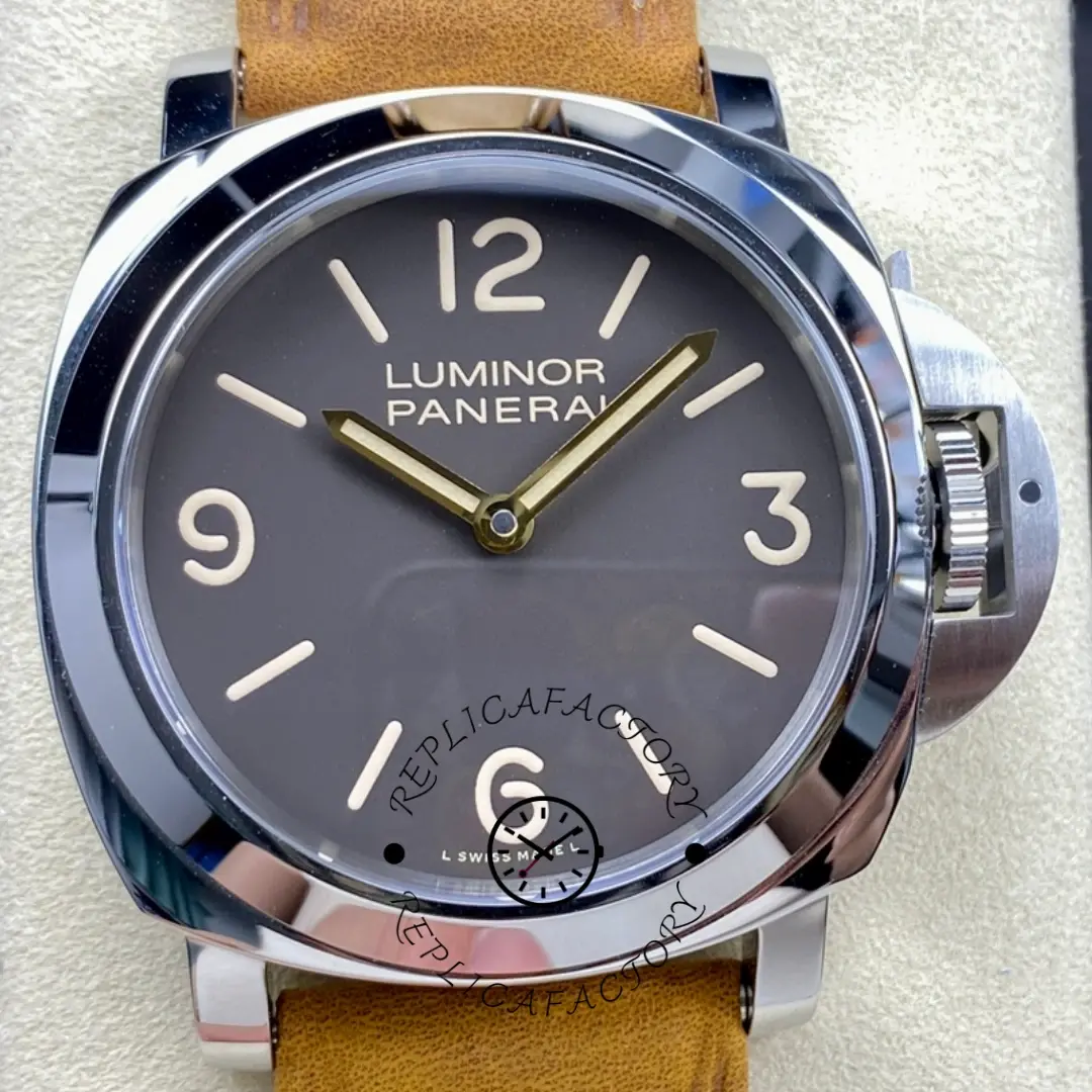 Panerai PAM00390 Luminor Replica 44MM Brown Dial Tan Leather Strap - QualitySwissReplica