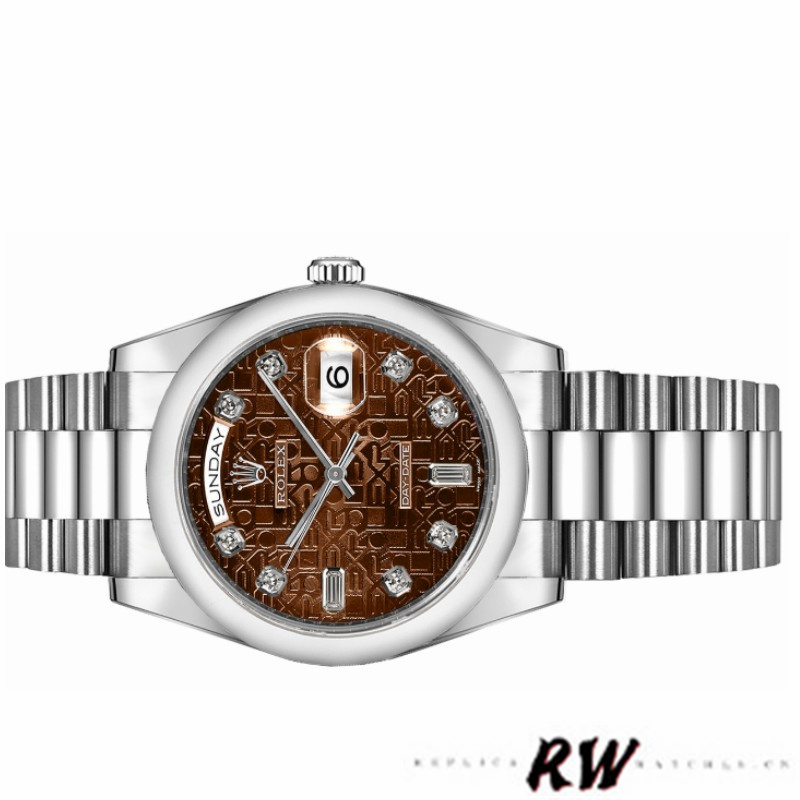 Rolex Day-Date 118209 White Gold Jubilee Chocolate Brown Dial 36mm Unisex Replica Watch - QualitySwissReplica