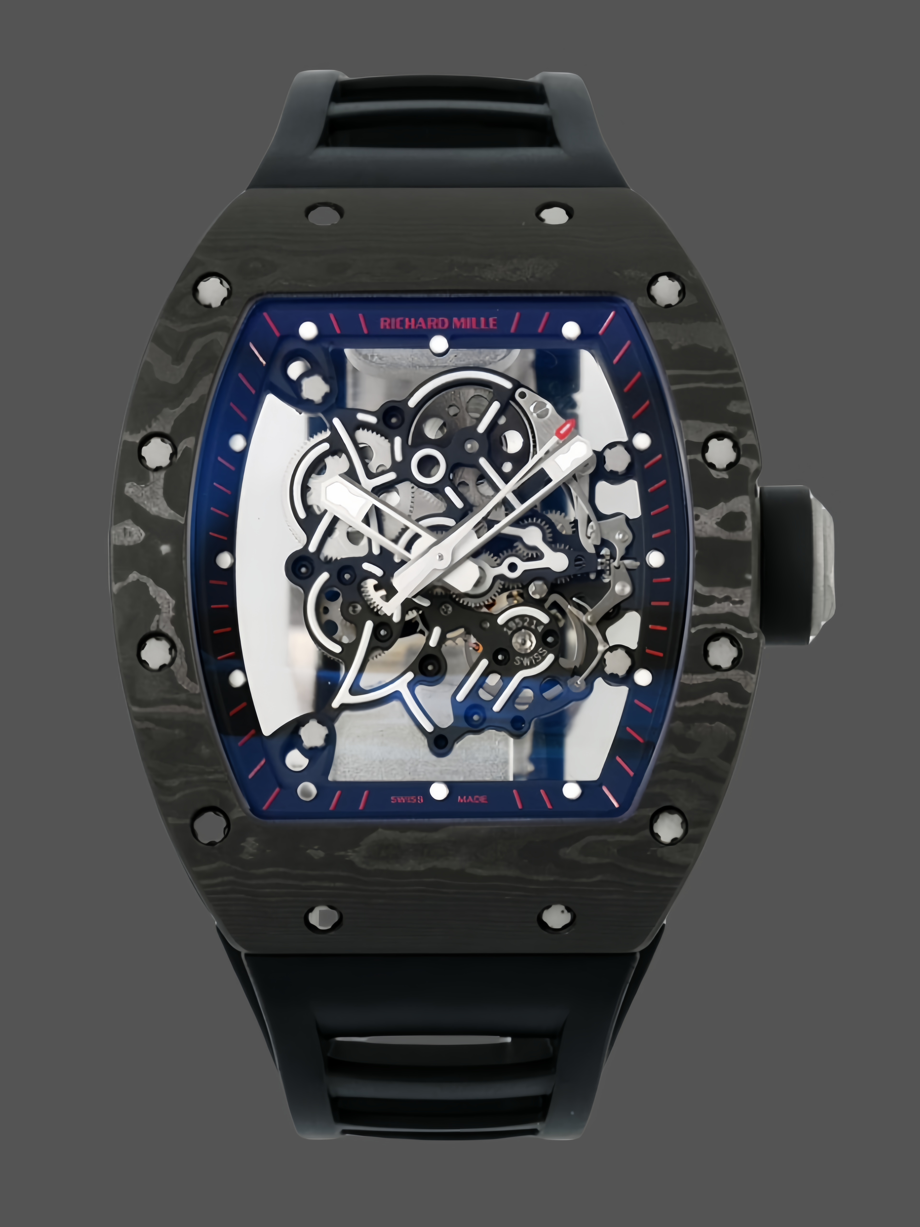 Richard Miller RM 055 RMUL2 NTPT Carbon Fiber Black Rubber Strap - QualitySwissReplica