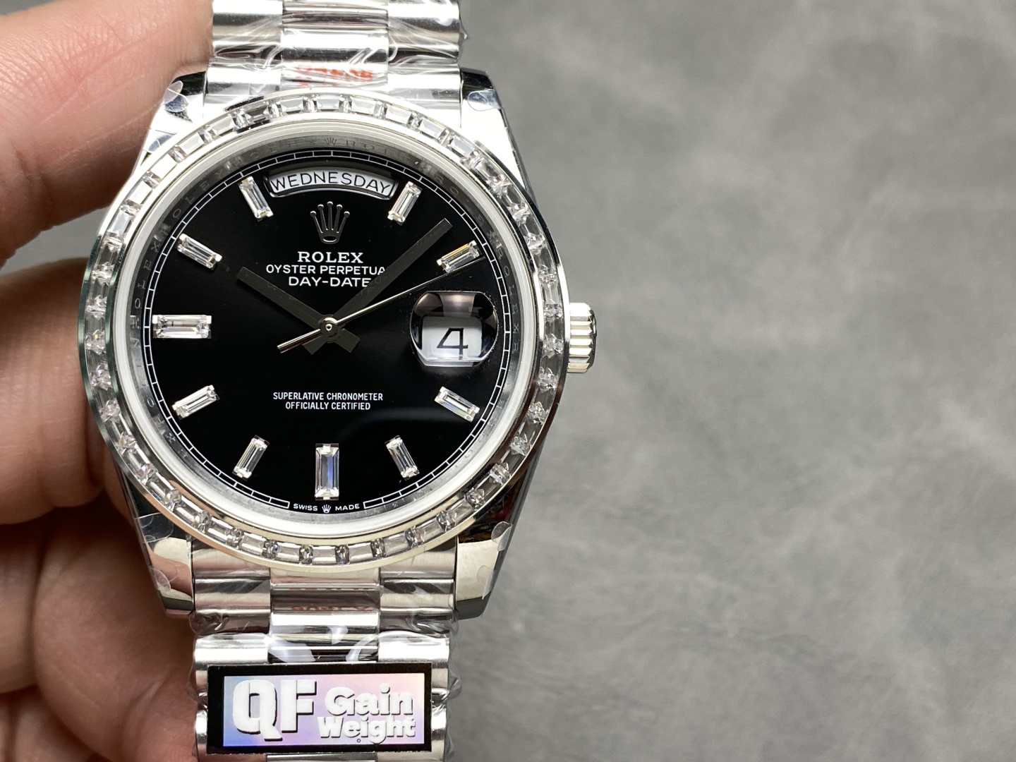 Rolex Day-Date 228396TBR 0024 Black Dial Diamond Bezel 40mm Mens Replica Watch - QualitySwissReplica