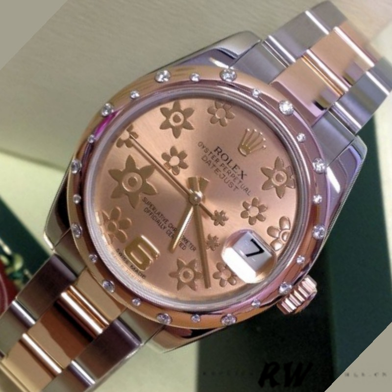 Rolex Datejust 178341 Everose Gold Pink Floral Dial 31MM Lady Replica Watch - QualitySwissReplica