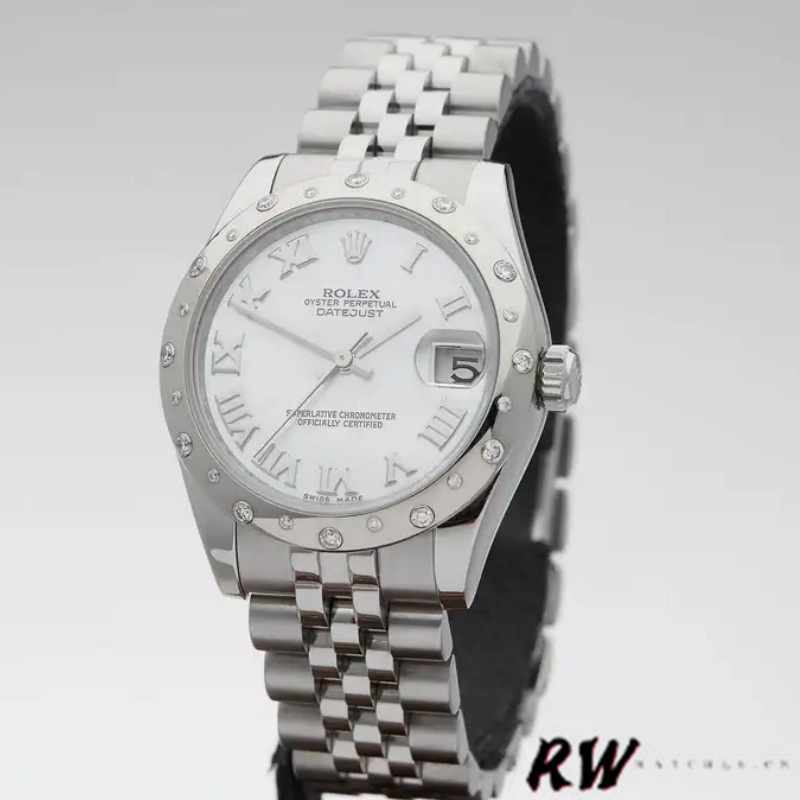 Rolex Datejust 178344 Stainless Steel White Roman Numeral Dial 31MM Lady Replica Watch - QualitySwissReplica