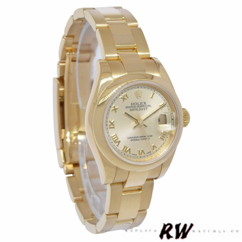 Rolex Datejust 179168 Smooth Domed Champagne Roman Dial 26MM Lady Replica Watch - QualitySwissReplica