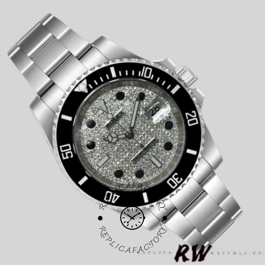 Rolex Yacht-Master 116695 Stainless Steel Diamond Paved Dial 40MM Mens Replica Watch - QualitySwissReplica