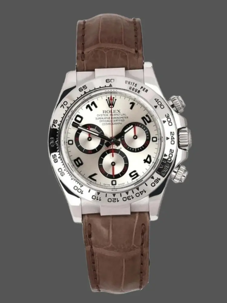 Rolex Daytona 116519 White Gold Racing Dial Brown Leather strap 40mm Mens Replica Watch - QualitySwissReplica