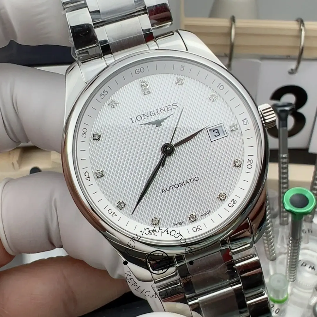 1:1 Clone Longines L2.793.4.77.6 Master Collection Silver-Diamond 40 Date Steel - QualitySwissReplica