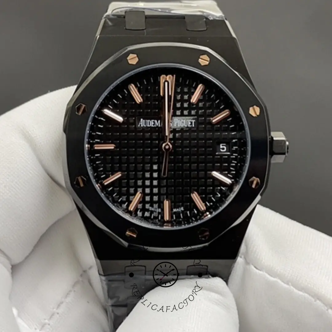 AP Royal Oak 77350CE.OO.1266CE.03.A Selfwinding 34 Replica Black Ceramic Bracelet - QualitySwissReplica