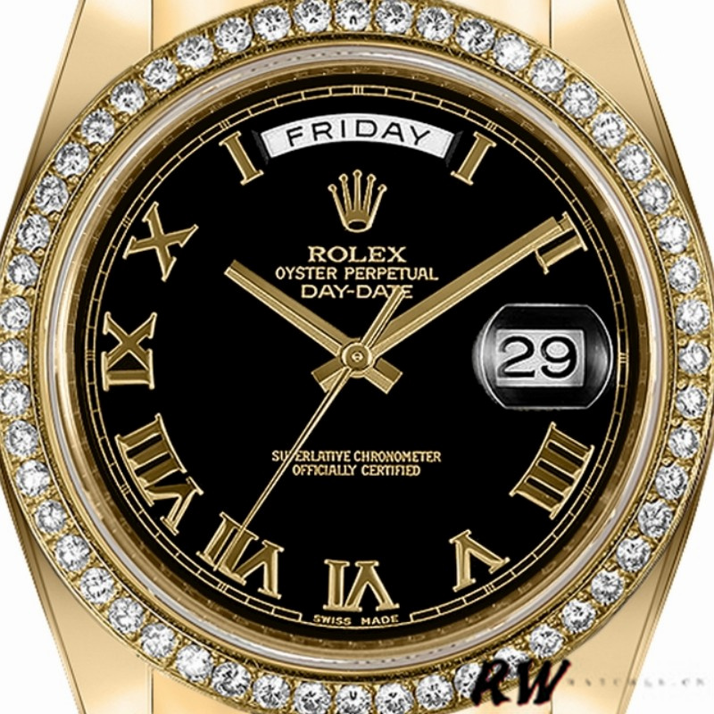 Rolex Day-Date 218348 Black Roman Dial 41MM Mens Replica Watch - QualitySwissReplica