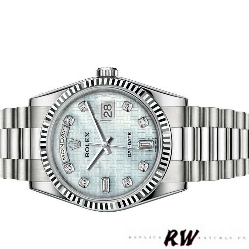 Rolex Day-Date 118239 Mother of Pearl White Dial Fluted Bezel 36mm Unisex Replica Watch - QualitySwissReplica