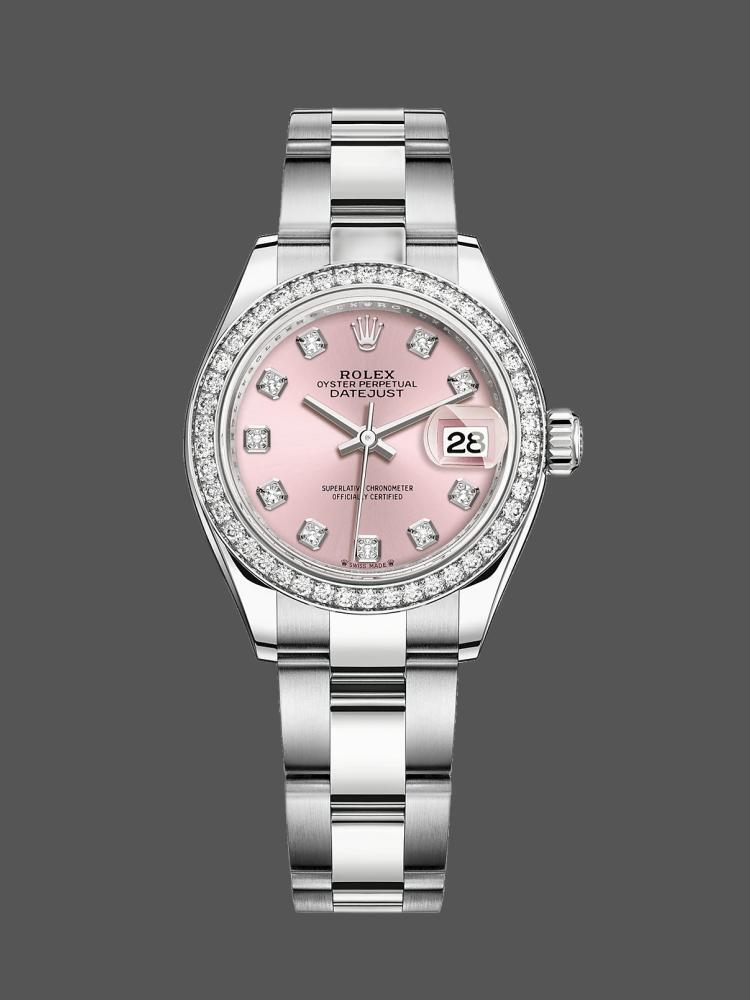 Rolex Datejust Pink Diamond Dial Oyster Bracelet 279384RBR PDO 28mm Lady Replica Watch - QualitySwissReplica