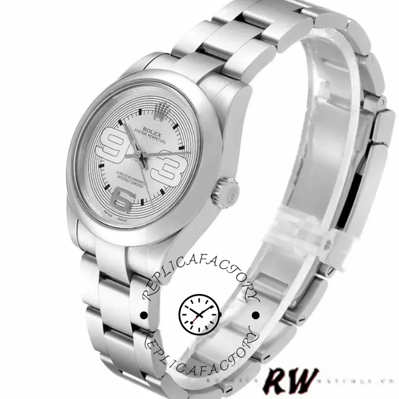 Rolex Oyster Perpetual 177200 Silver Maxi Arabic Dial 31mm Lady Replica Watch - QualitySwissReplica