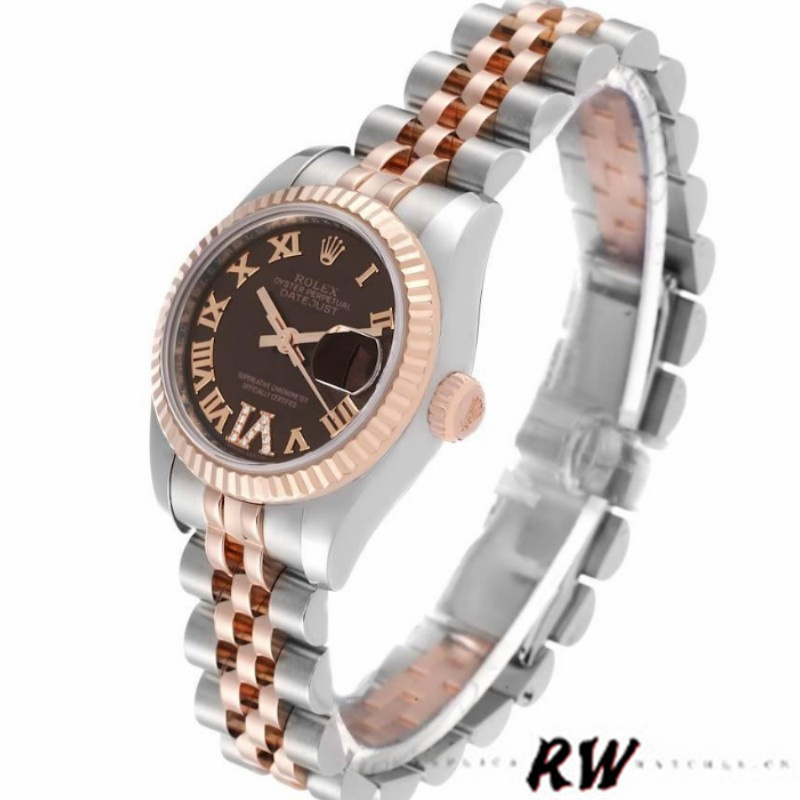 Rolex Datejust 179171 Chocolate Brown Dial Fluted Bezel 26MM Lady Replica Watch - QualitySwissReplica