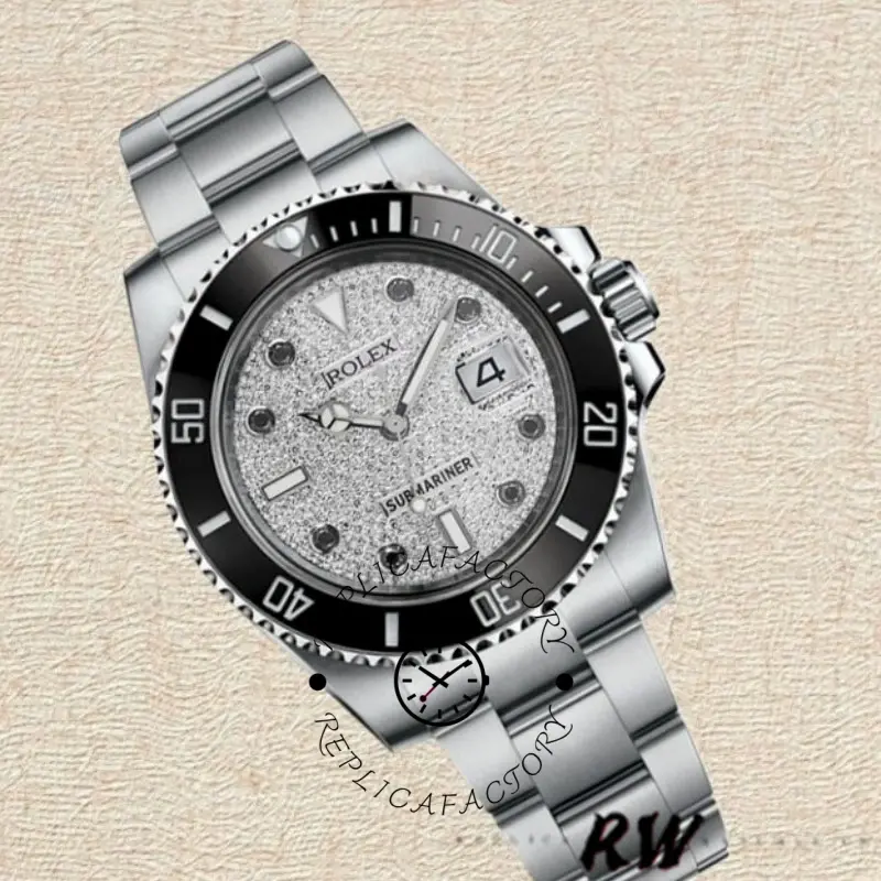 Rolex Submariner 116610 Diamond Paved Dial Stainless Steel 40mm Mens Replica Watch - QualitySwissReplica