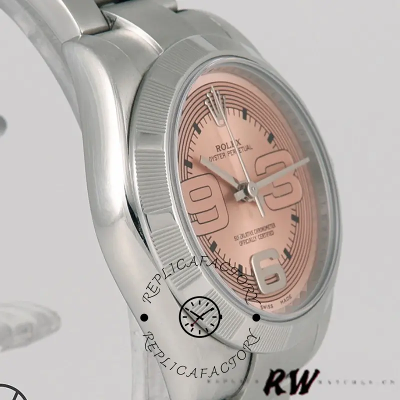 Rolex Oyster Perpetual 177210 Pink Maxi Arabic Dial 31mm Lady Replica Watch - QualitySwissReplica