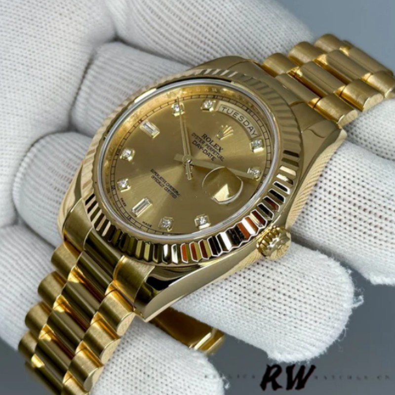 Rolex Day-Date 218238 Champagne Dial Yellow Gold 41MM Mens Replica Watch - QualitySwissReplica