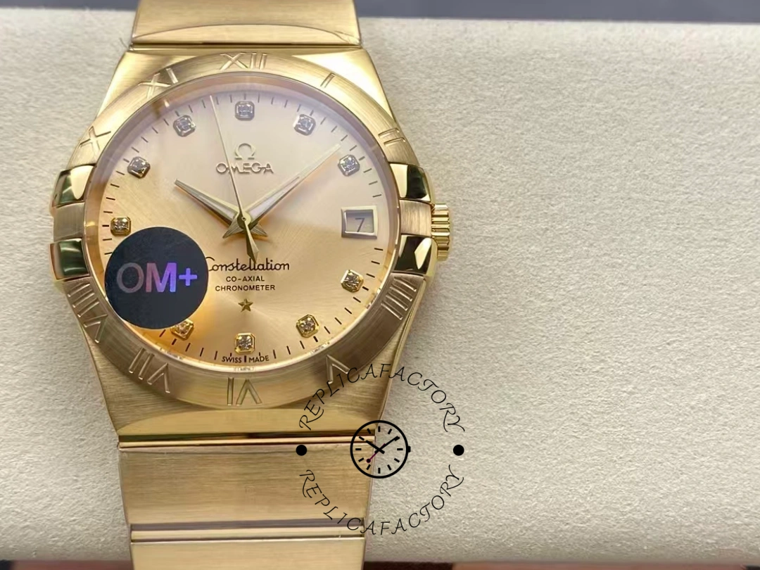Omega Gents Constellation Replica Champagne Diamond Dial 123.50.38.21.58.001 - QualitySwissReplica