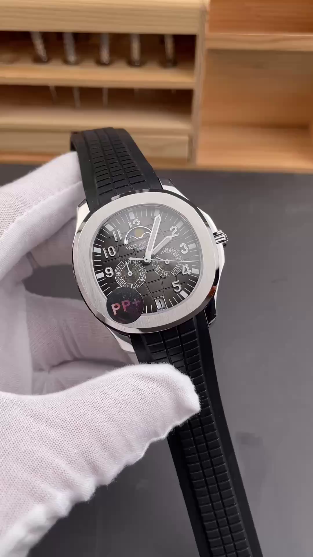 Replica Patek Philippe Aquanaut 5261R Annual Calendar Black Dial Watch - QualitySwissReplica