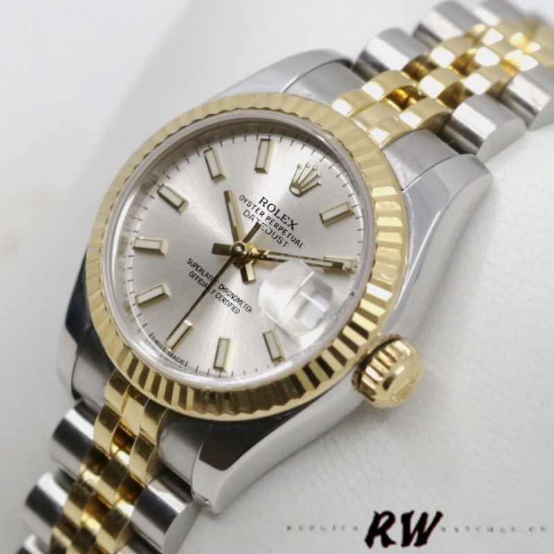 Rolex Datejust 179173 Silver Index Dial Fluted Bezel 26MM Lady Replica Watch - QualitySwissReplica