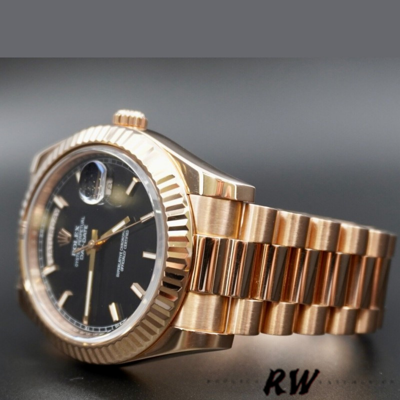 Rolex Day-Date 218235 Black Index Dial Rose Gold 41MM Mens Replica Watch - QualitySwissReplica