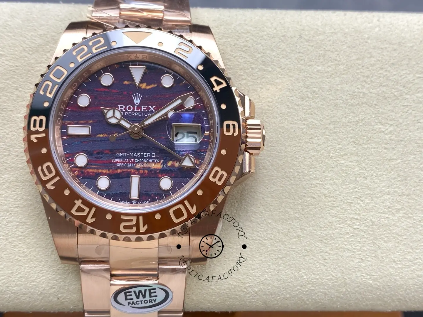 2025 Rolex GMT Master II 18k Everose Gold M126715CHNR 0002 Replica - QualitySwissReplica