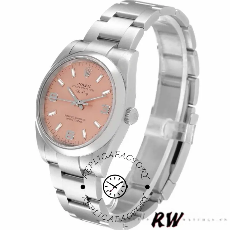 Rolex Oyster Perpetual Air-King 114200 Salmon Dial 34mm Unisex Replica watch - QualitySwissReplica