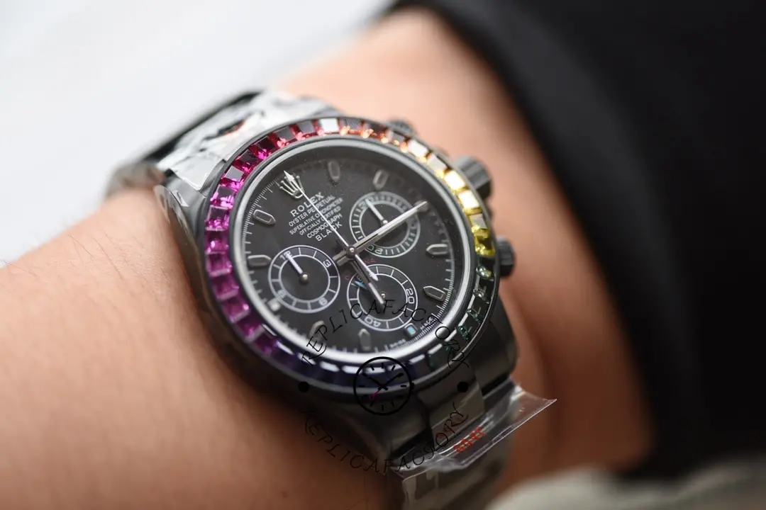 Rolex Rainbow Daytona 116520 DLC-PVD 40mm Black Men's watch - QualitySwissReplica