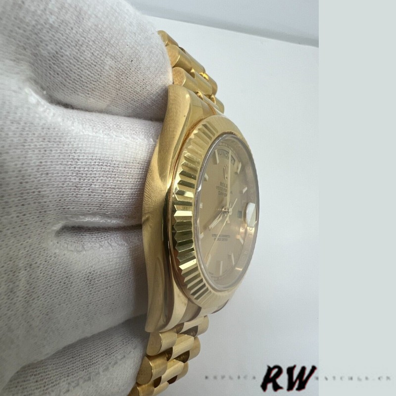 Rolex Day-Date 218238 Champagne Index Dial Yellow Gold 41MM Mens Replica Watch - QualitySwissReplica