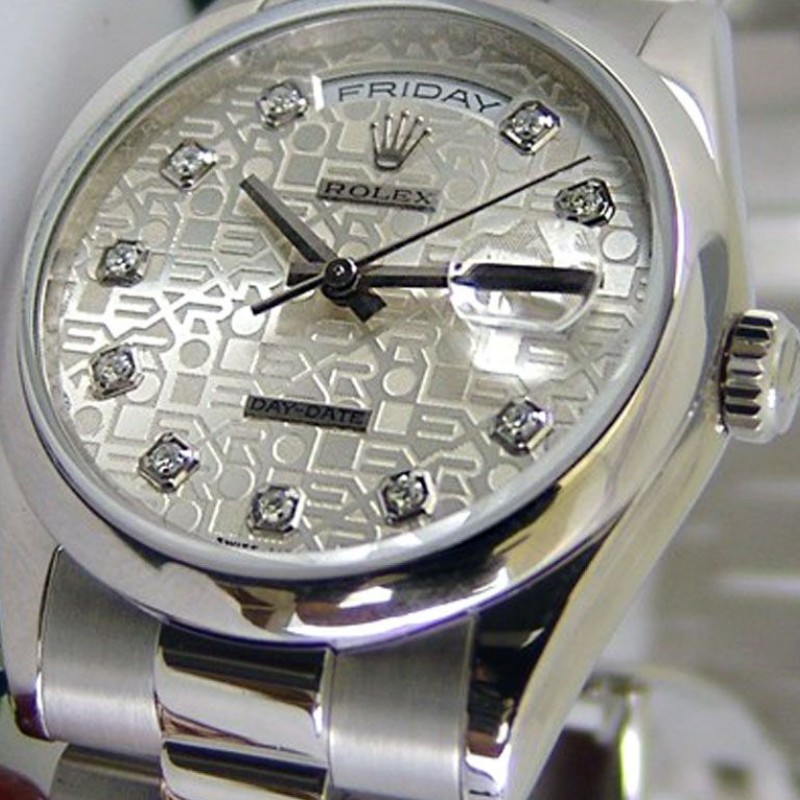 Rolex Day-Date 118206 Jubilee Silver Dial Diamonds 36mm Unisex Replica Watch - QualitySwissReplica