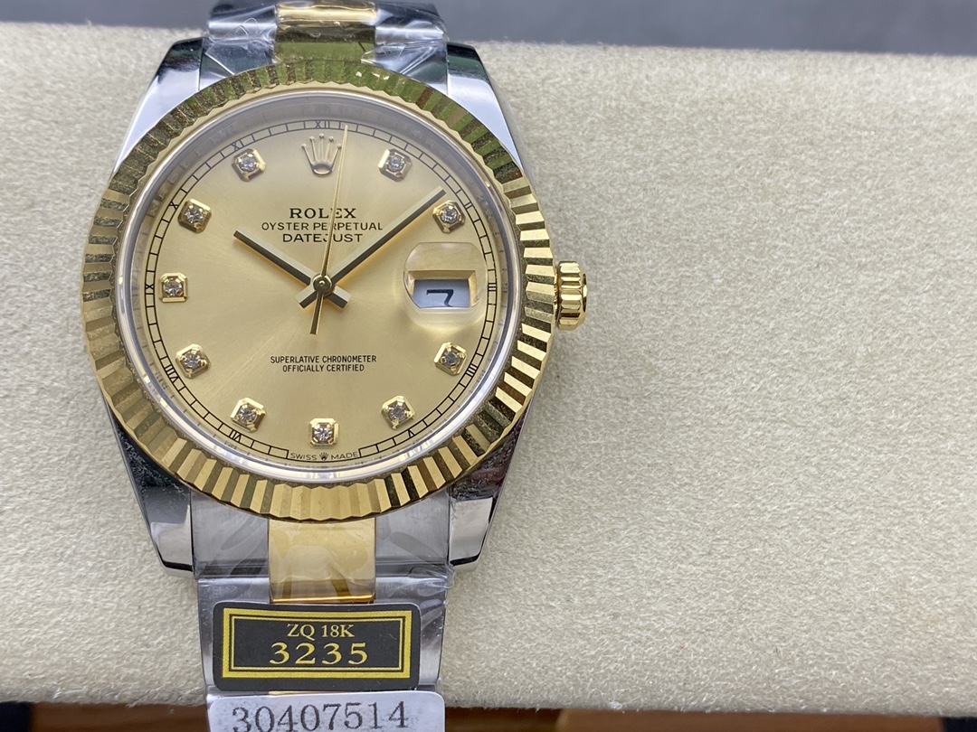 Rolex Datejust 36MM 126233 0018 Champagne Diamond Dial Unisex Replica Watch - QualitySwissReplica